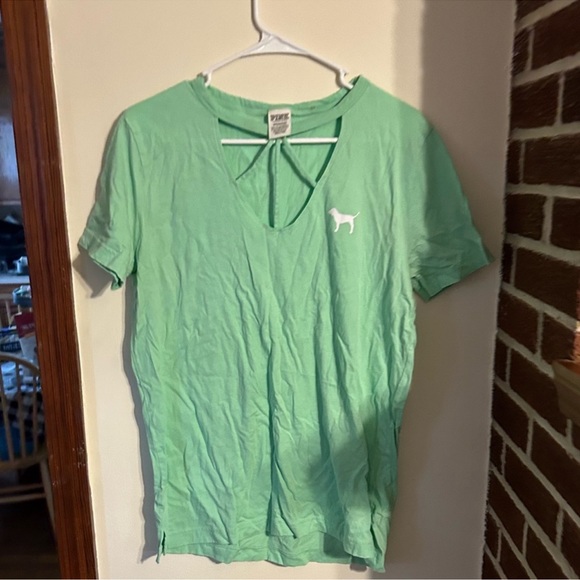 PINK Victoria’s Secret women’s mint green logo short sleeve tee size small - Picture 3 of 3
